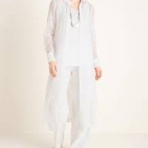 Chico's sz 3 Super Tunic Shirt Lace Tunic LS Swimsuit Coverup NWT Alabaster